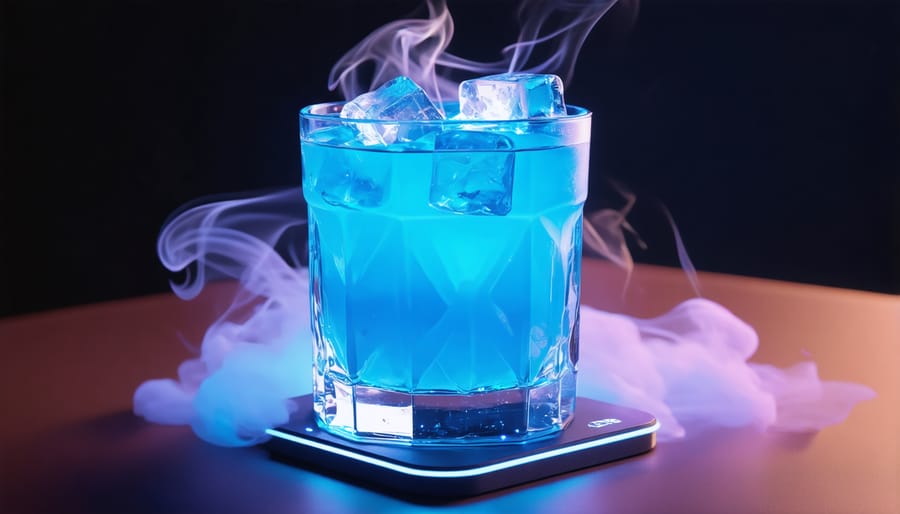 Colorful gaming-inspired cocktail with special effects and presentation